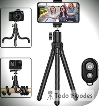 AnkePower Tripode para Movil trípode de cámara de viaje portátil para selfies/streaming/filmación Trípode Portátil y Flexible Trípode de teléfono con Mando,mini tripode compatible con iPhone,Android 